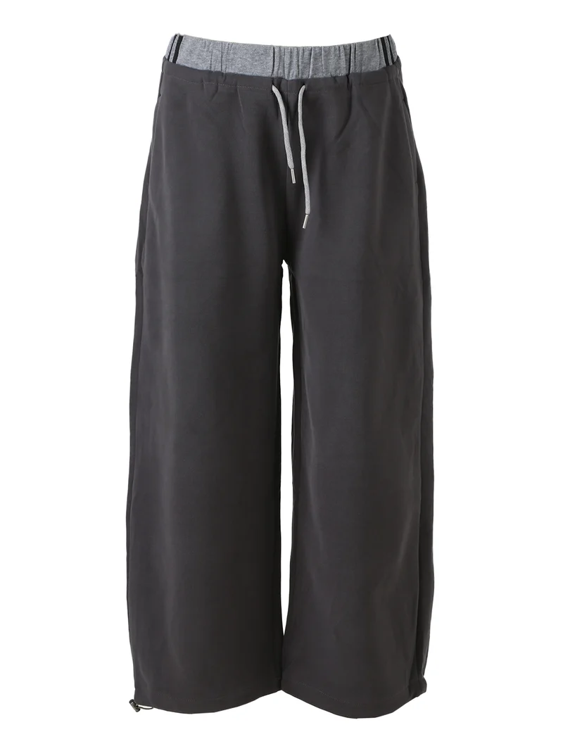 Pantaloni donna in felpa a gamba larga - grigio