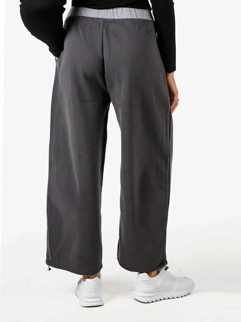 Pantaloni donna in felpa a gamba larga - grigio