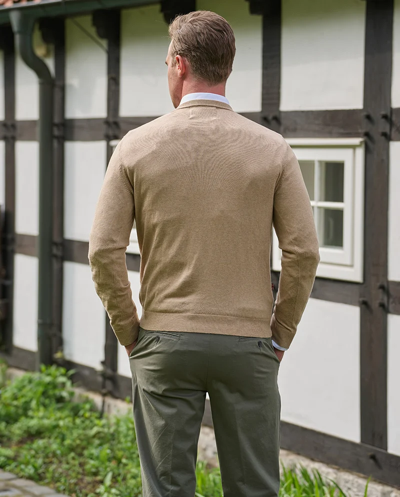 Herren Strickpullover "Tom" mit V-Ausschnitt in beige