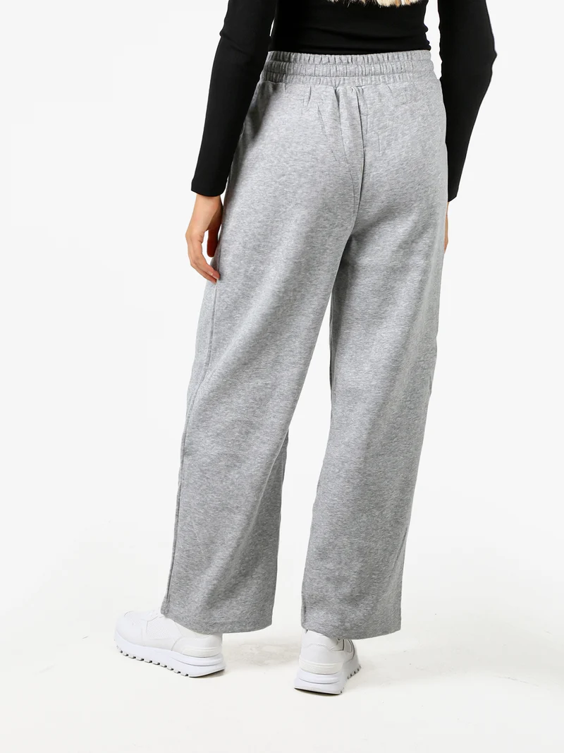 Pantaloni donna in felpa a gamba larga con coulisse - grigio