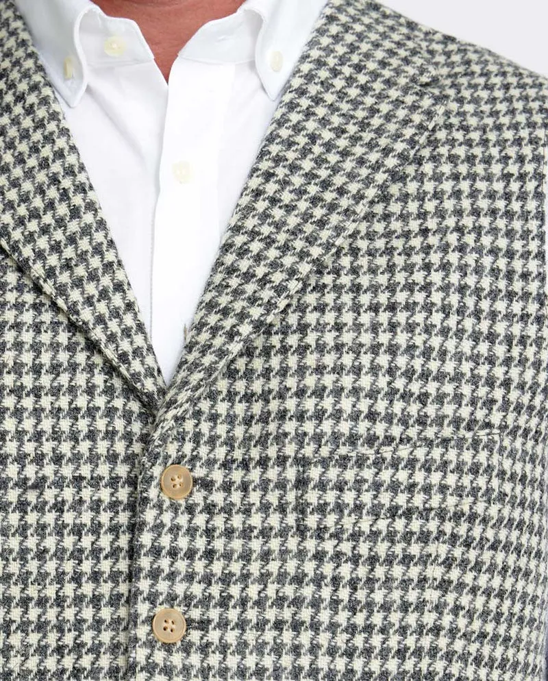 Harris Tweed Weste "Wales" in in grey-cream houndstooth