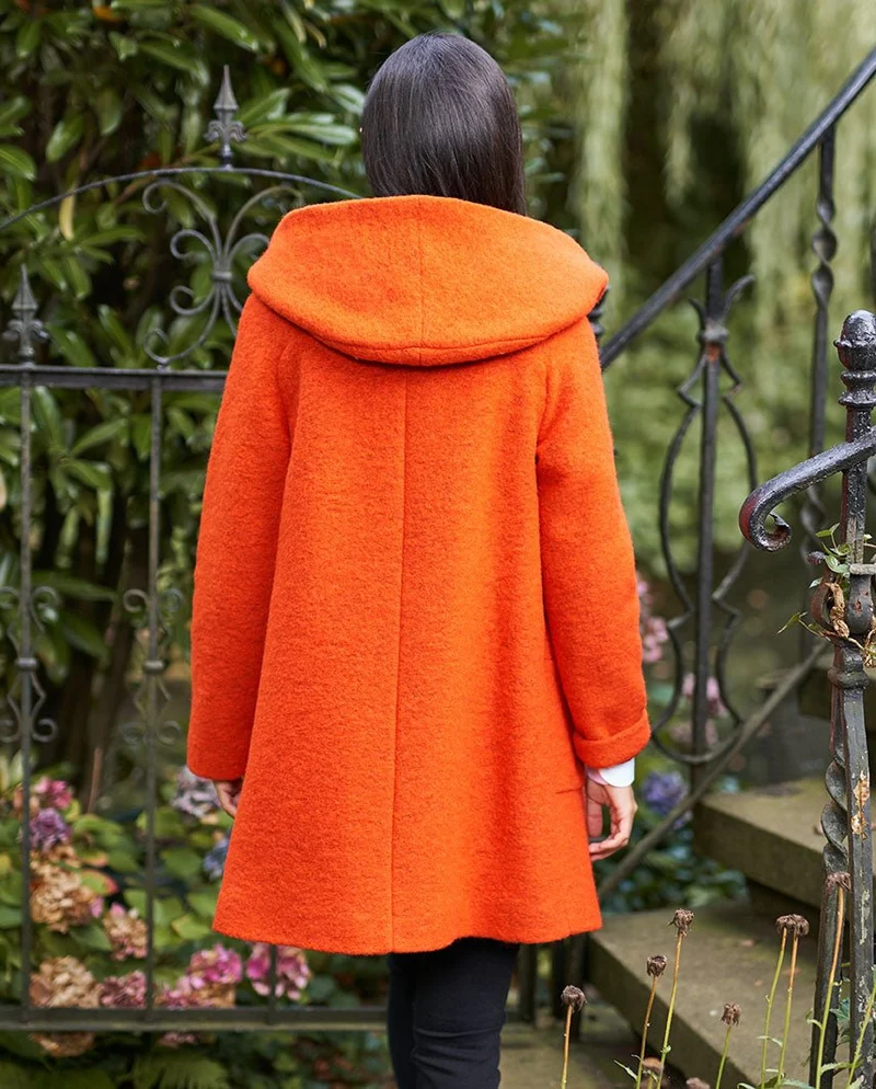 Walkmantel "Sally" mit Kapuze in burnt orange