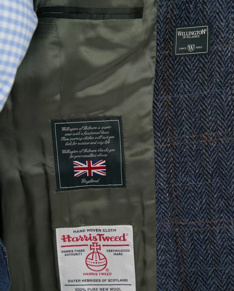 Harris Tweed Blazer "Carola" in grey-blue Herringbone