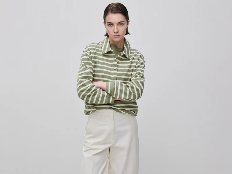 Gestreiftes Sweatshirt-Poloshirt