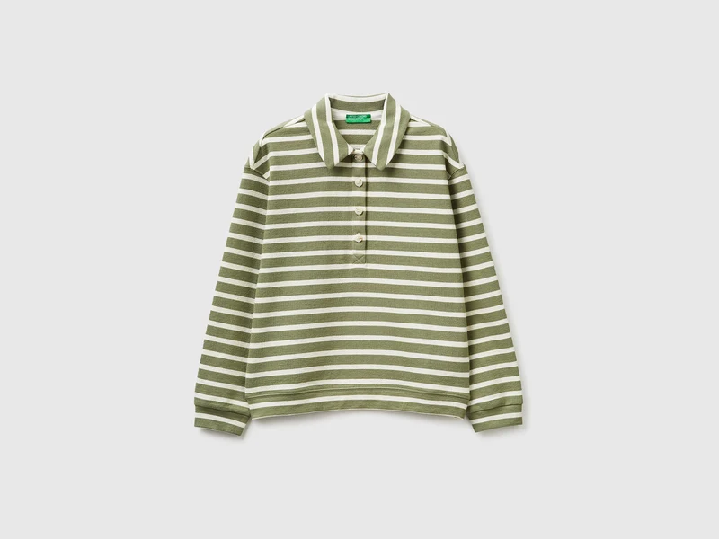 Gestreiftes Sweatshirt-Poloshirt