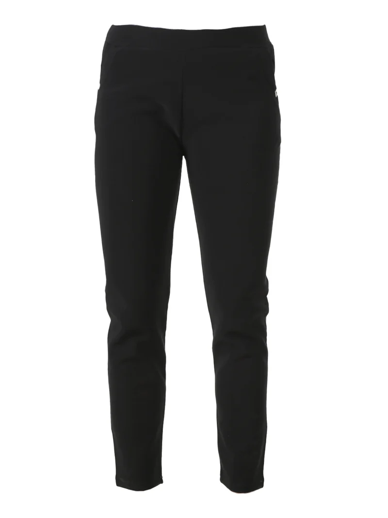 Pantaloni donna con elastico in vita e interno felpato - nero