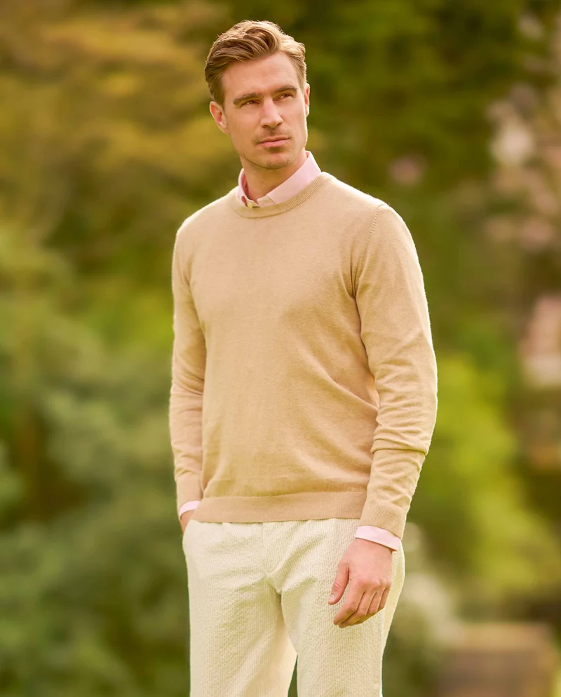 Herrenpullover Rundhals "Till" in beige