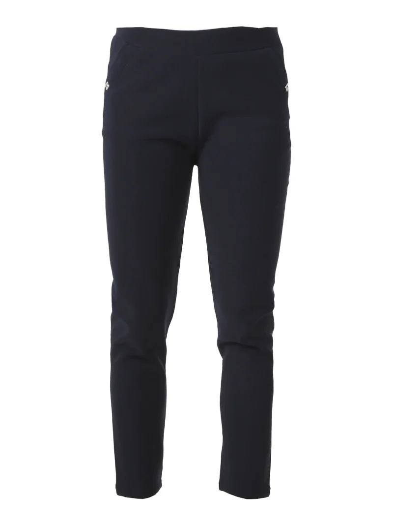 Pantaloni donna con elastico in vita e interno felpato - blu scuro