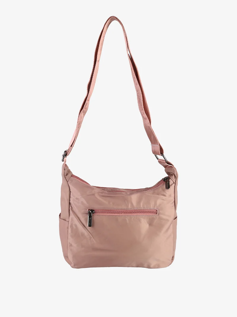 Borsa a tracolla da donna multitasche in tessuto nylon - rosa