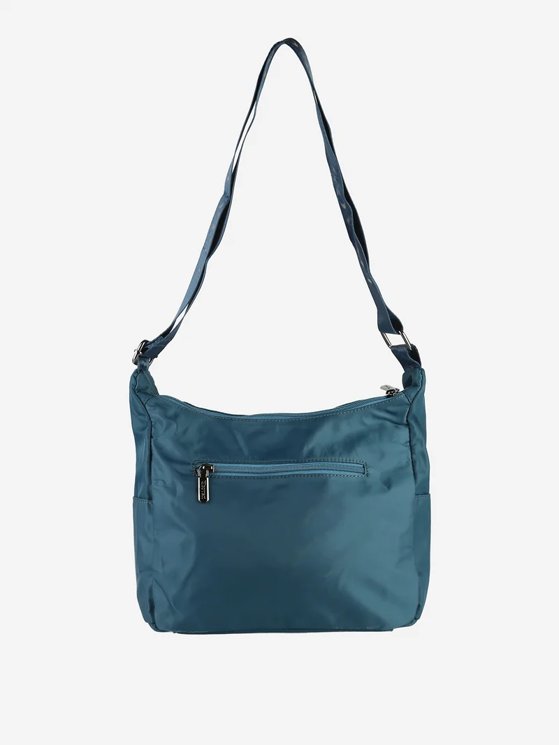 Borsa a tracolla da donna multitasche in tessuto nylon - ottanio