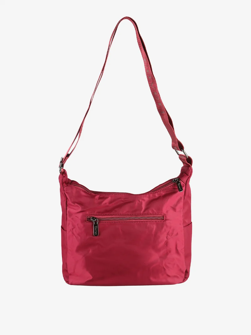 Borsa a tracolla da donna multitasche in tessuto nylon - bordeaux