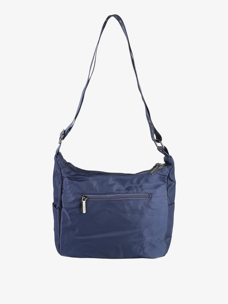 Borsa a tracolla da donna multitasche in tessuto nylon - blu scuro