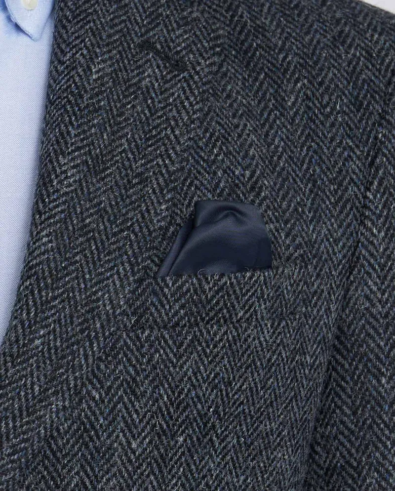 Harris Tweed Sakko "London" in seastone navy Herringbone