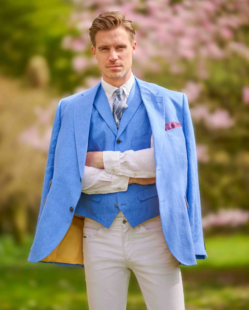 Herren Leinen Sakko "London" in royal blue