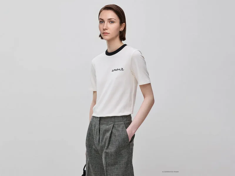 T-Shirt mit "Amour"-Stickerei