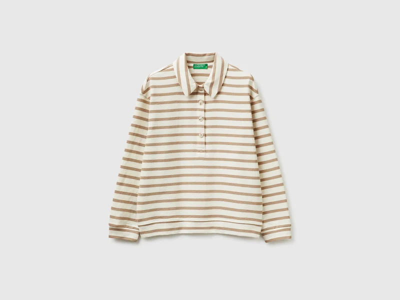 Gestreiftes Sweatshirt-Poloshirt