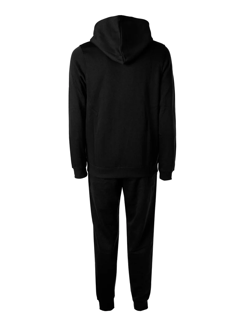 Completo tuta da uomo felpata con cappuccio e zip - nero