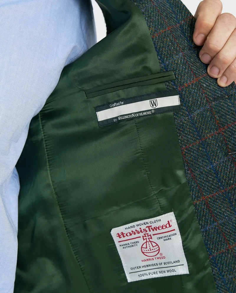 Harris Tweed Weste "Wales" in royal green Tweed