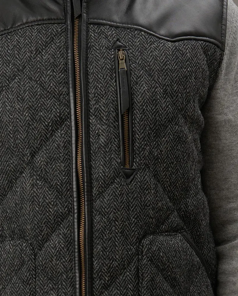 Harris Tweed Steppweste Herren – Levi Vest in Anthra Herringbone