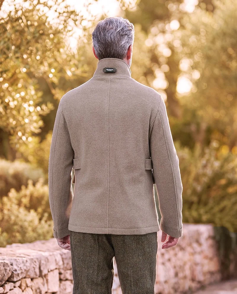 Herren-Fieldjacket „Stanford“ in Taupe – edle Woll-Kaschmir-Qualität