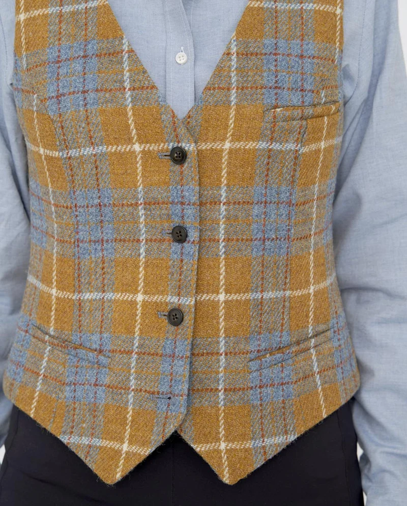 Damen Harris Tweed Weste "Lea" in amber check