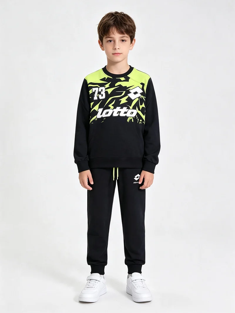 Completo tuta 2 pezzi da ragazzo con logo e interno in caldo cotone - blu scuro