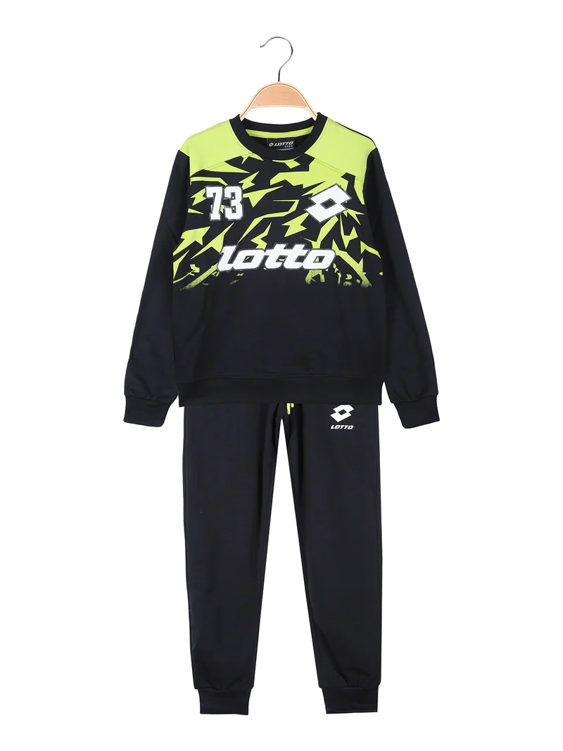 Completo tuta 2 pezzi da ragazzo con logo e interno in caldo cotone - blu scuro