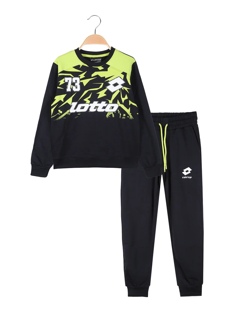 Completo tuta 2 pezzi da ragazzo con logo e interno in caldo cotone - blu scuro