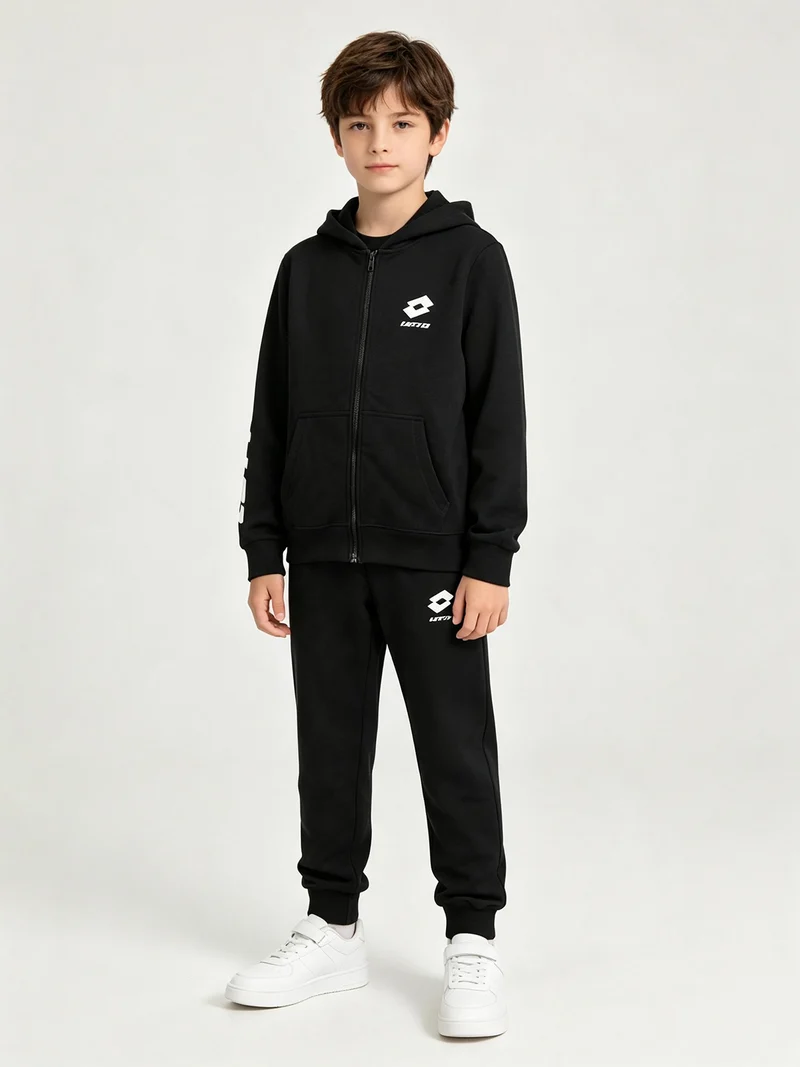Completo tuta 2 pezzi da ragazzo con cappuccio e zip - nero