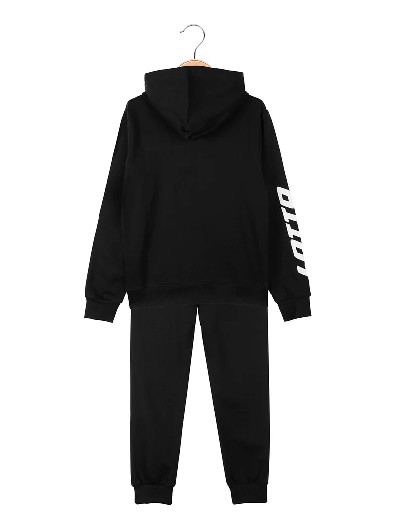 Completo tuta 2 pezzi da ragazzo con cappuccio e zip - nero
