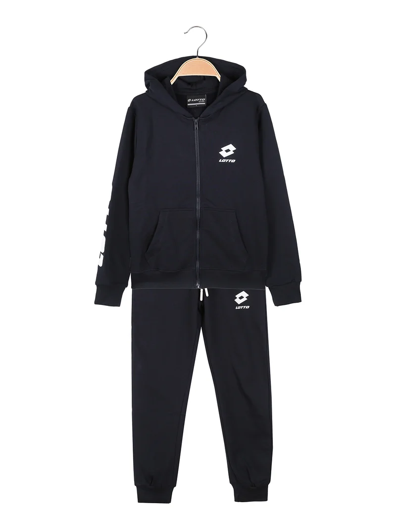 Completo tuta 2 pezzi da ragazzo con cappuccio e zip - blu scuro
