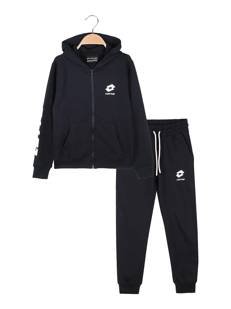 Completo tuta 2 pezzi da ragazzo con cappuccio e zip - blu scuro