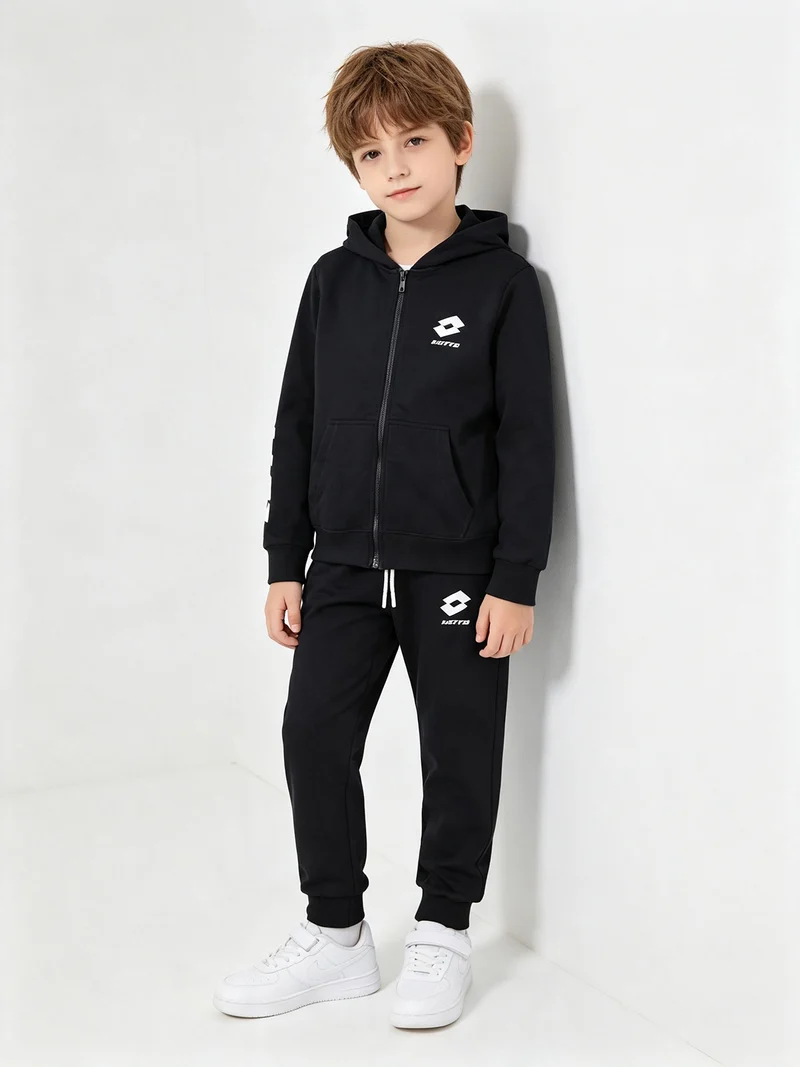Completo tuta 2 pezzi da bambino con cappuccio e zip - blu scuro