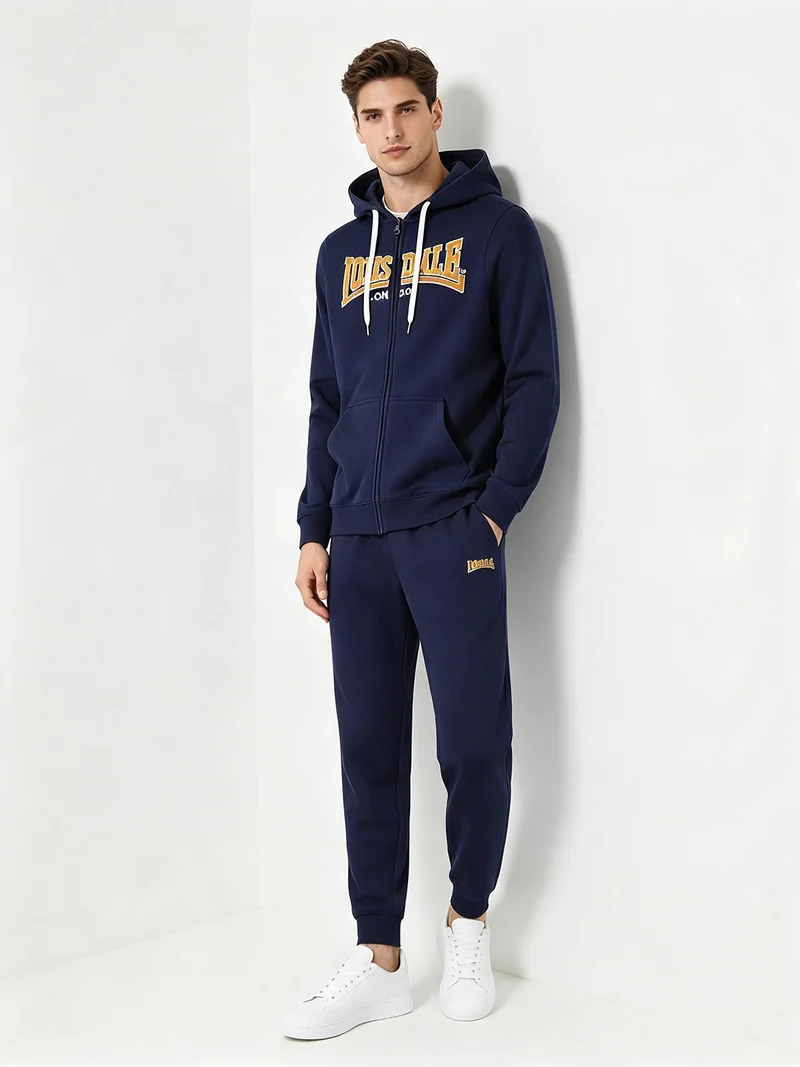 Completo tuta da uomo felpata con cappuccio e zip - blu scuro