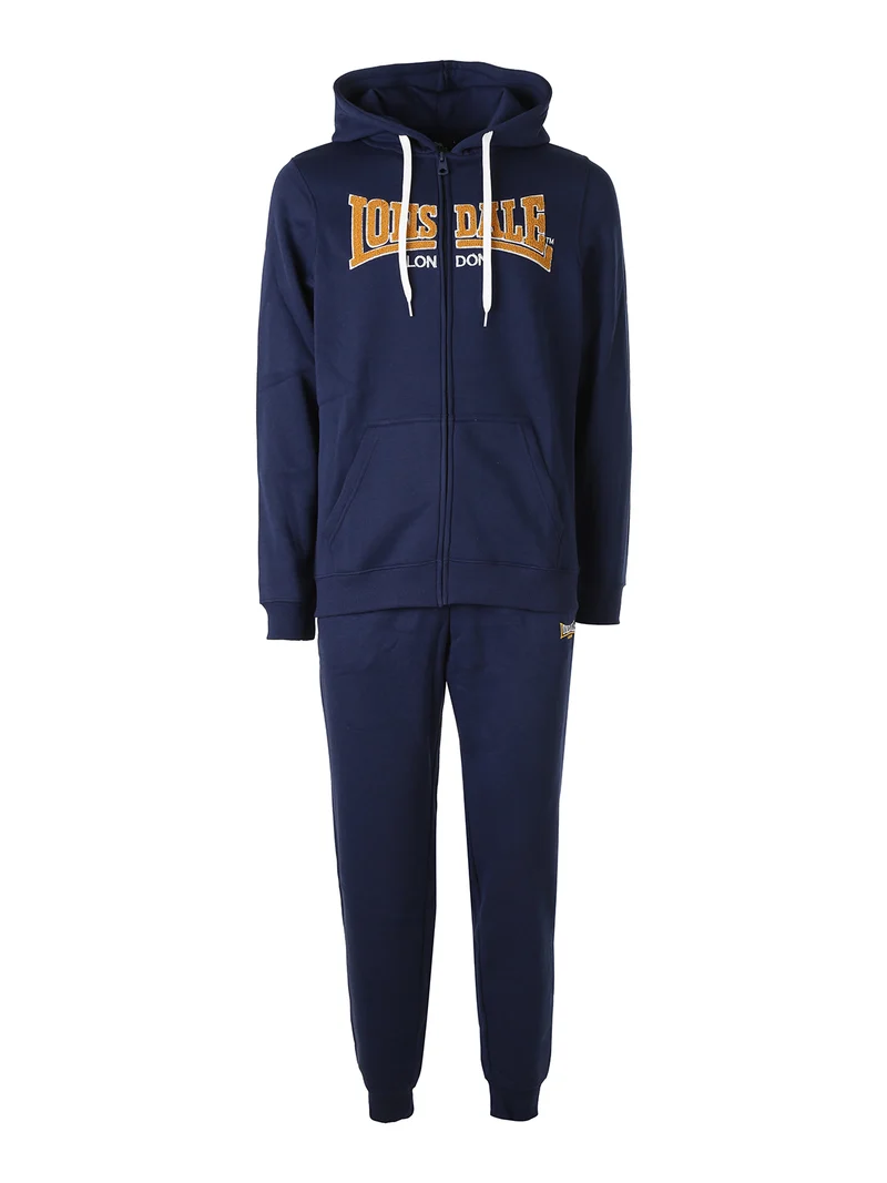 Completo tuta da uomo felpata con cappuccio e zip - blu scuro
