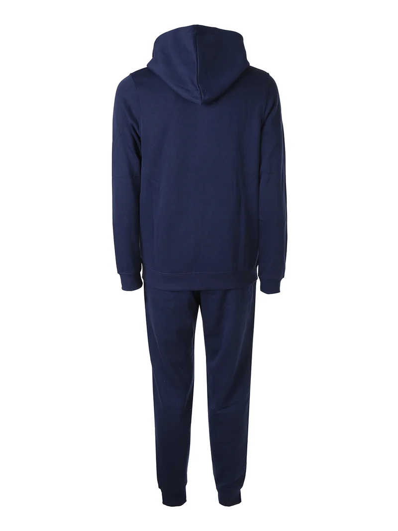 Completo tuta da uomo felpata con cappuccio e zip - blu scuro