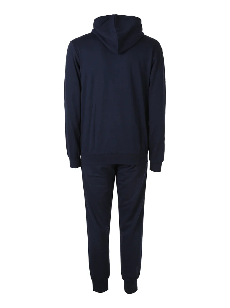 Completo tuta da uomo con cappuccio interno in caldo cotone e berretto a coste incluso - blu scuro