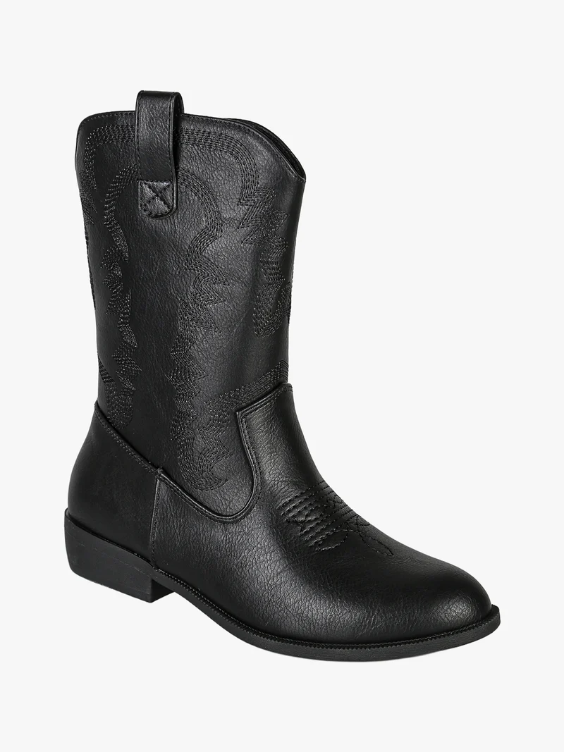 Stivaletti texani da ragazza con zip - nero