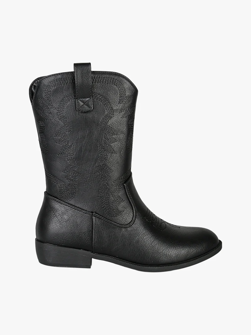 Stivaletti texani da ragazza con zip - nero