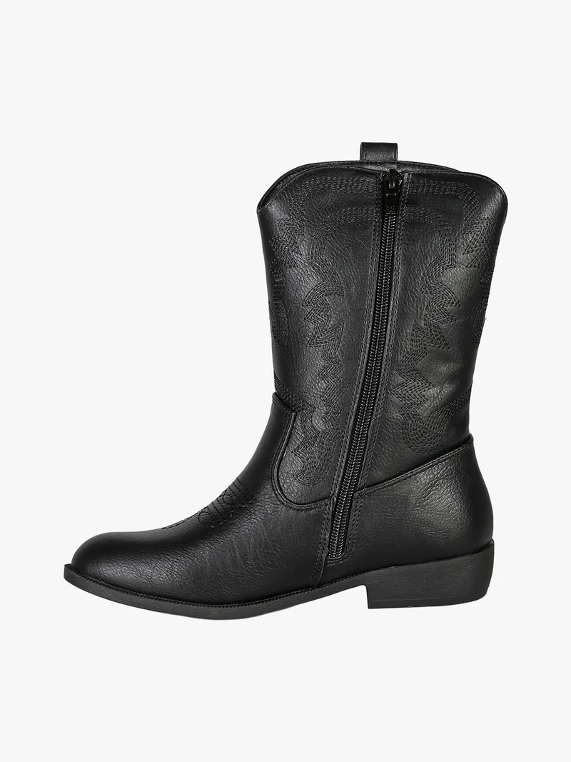 Stivaletti texani da ragazza con zip - nero