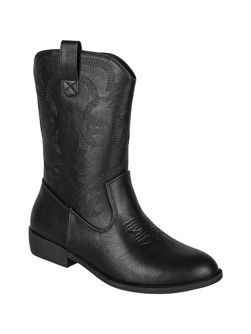 Stivaletti texani da ragazza con zip - nero