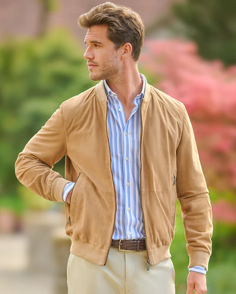 Leder Blouson "Winston III" für Herren in light sand
