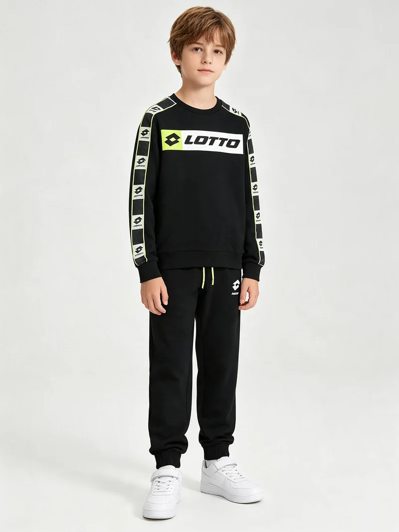 Completo tuta da ragazzo 2 pezzi con logo e interno in caldo cotone - nero