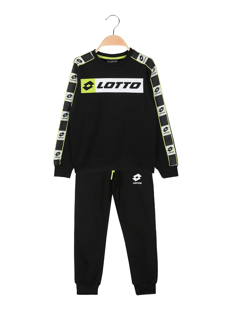 Completo tuta da ragazzo 2 pezzi con logo e interno in caldo cotone - nero