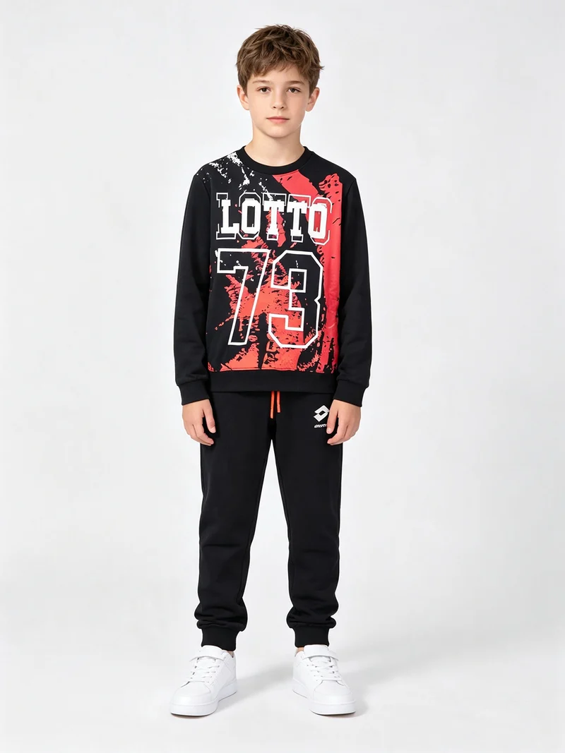 Completo tuta da ragazzo 2 pezzi con stampa e interno in caldo cotone - blu scuro