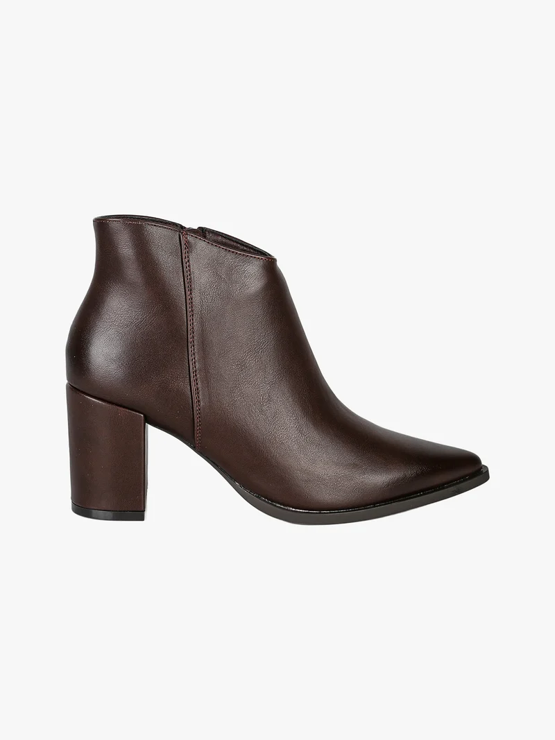 Stivaletti donna con tacco largo e zip - moro