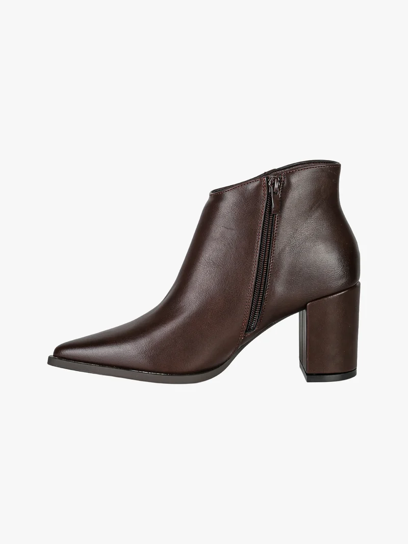 Stivaletti donna con tacco largo e zip - moro