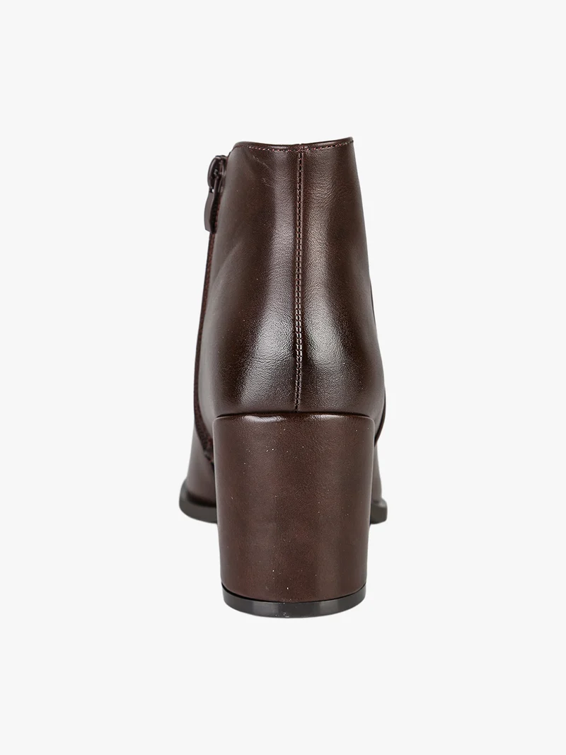 Stivaletti donna con tacco largo e zip - moro