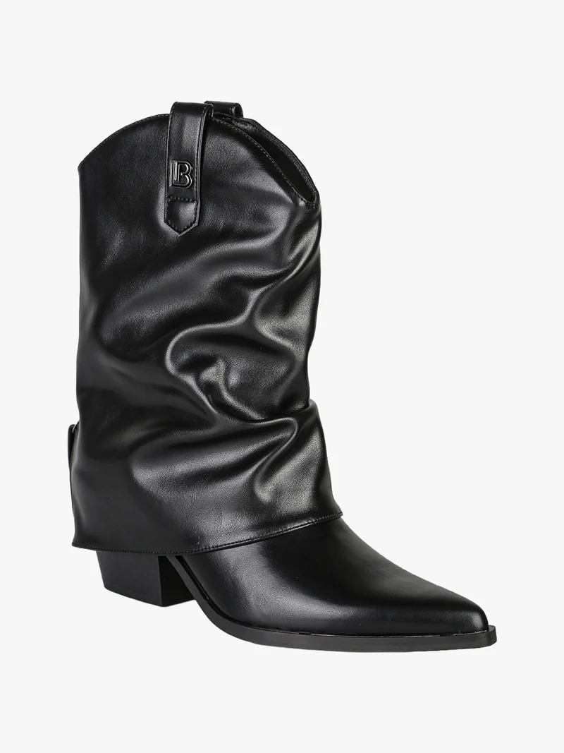 Stivaletti texani slouchy da donna con gambale a doppio strato - nero