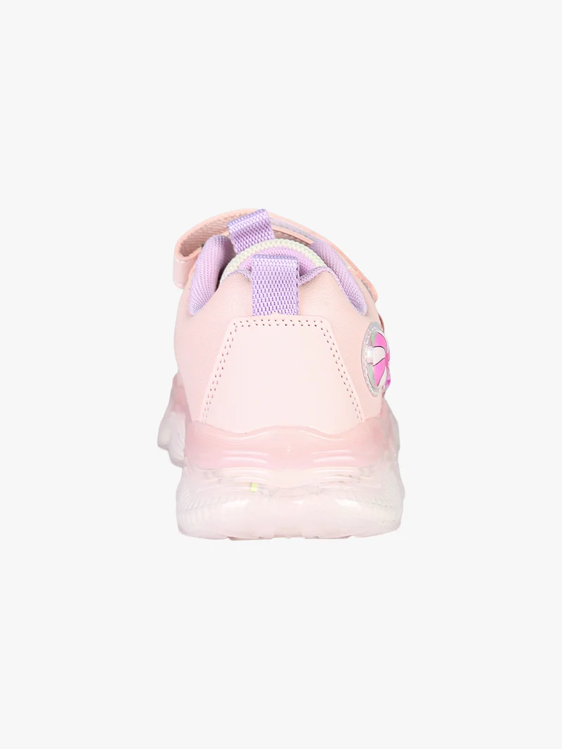 Sneakers da bambina con patch e luci con cinturino a strappo - rosa